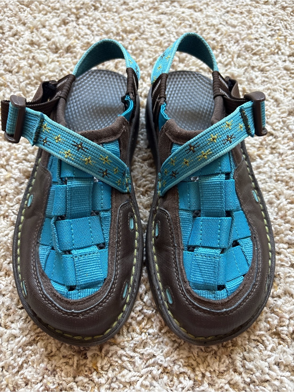 Chaco Brown Blue Paradox Ecotread Sandals Big Kid 4 EU 35